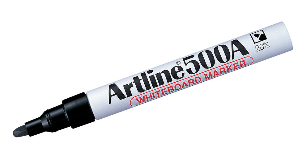 Artline 500A Whiteboard Markers | 2.0mm Bullet Tip | Low Odor 3 Pack