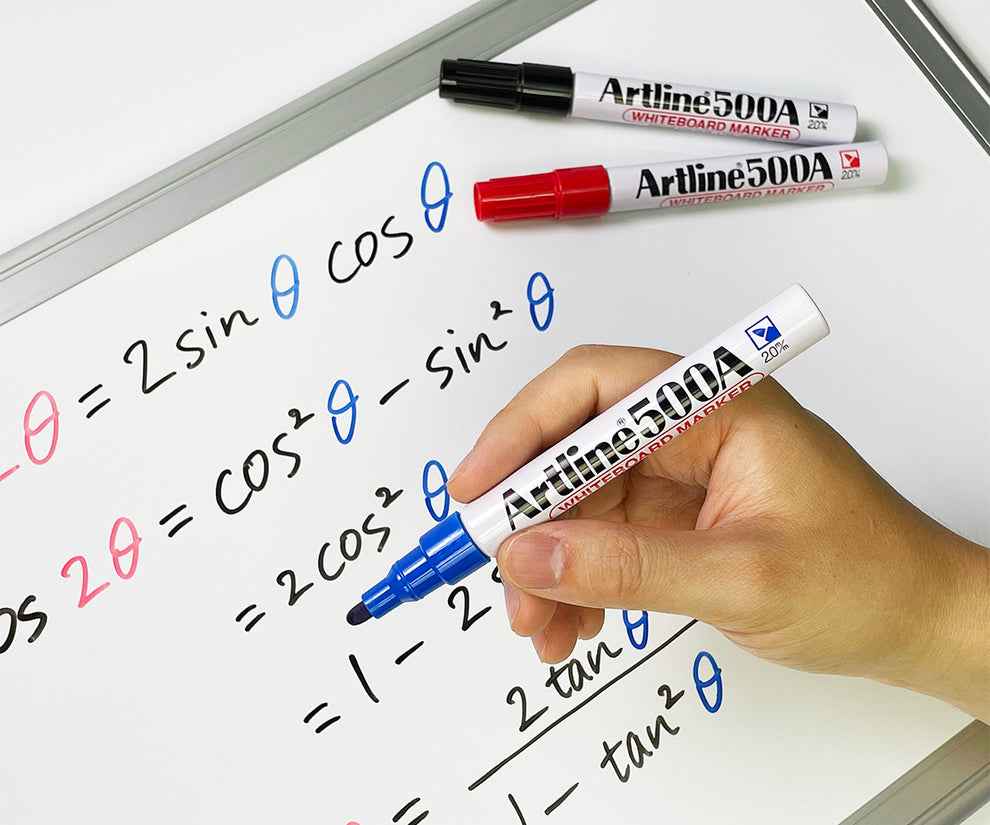 Artline 500A Whiteboard Markers | 2.0mm Bullet Tip | Low Odor 3 Pack
