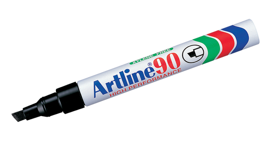 Artline 90,Permanent Marker,Chisel Nib, 2-5mm,10 Color Pack
