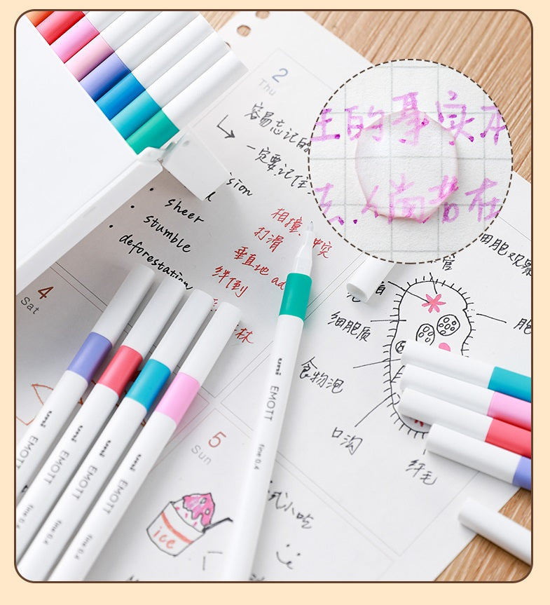 Uni EMOTT Water-Based Felt-Tip Marker Pens 5 Color Set