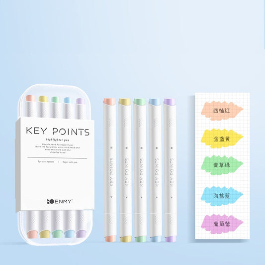 ENMY Dual-Tip Fluorescent Markers – 10-Color Highlighter Set
