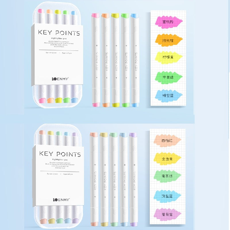 ENMY Dual-Tip Fluorescent Markers – 10-Color Highlighter Set
