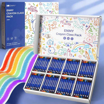 ENMY 8-Color Kids Crayons – 320 Sticks Bulk Class Pack for School