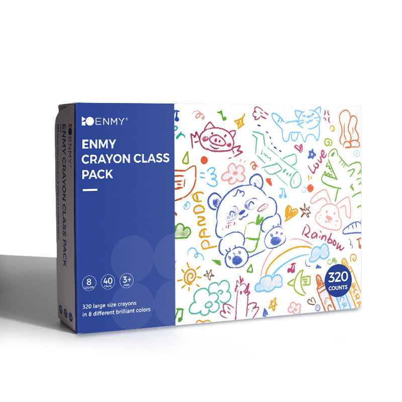 ENMY 8-Color Kids Crayons – 320 Sticks Bulk Class Pack for School