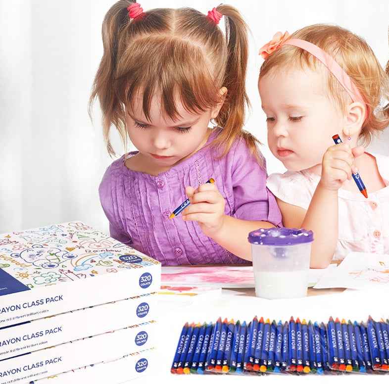 ENMY 8-Color Kids Crayons – 320 Sticks Bulk Class Pack for School