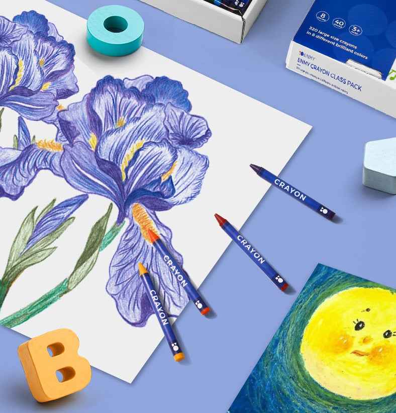 ENMY 8-Color Kids Crayons – 320 Sticks Bulk Class Pack for School