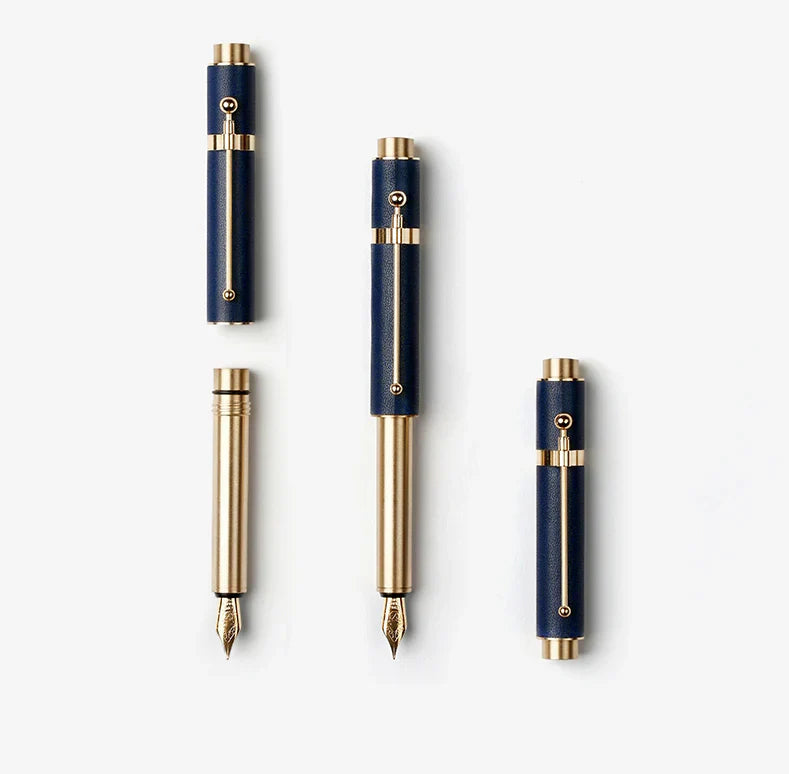 Foldable Handmade Leather Ink Fountain Pen