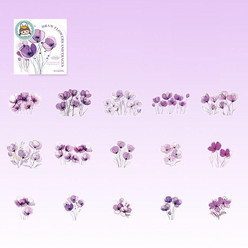 90PCS Floral Landscapes PET Sticker Set for Journaling Scrapbook