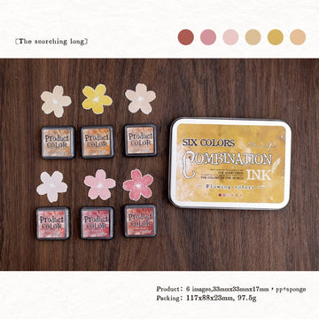 Flowing Colors Series Stamp Pad Set 6 Vibrant Ink Pads for Journaling