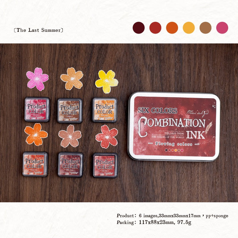 Flowing Colors Series Stamp Pad Set 6 Vibrant Ink Pads for Journaling