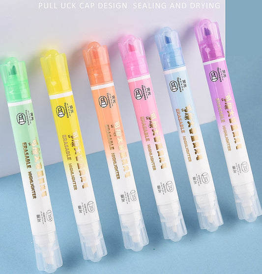 GENVANA 5mm Erasable Highlighters Dual Tip 6 Colors
