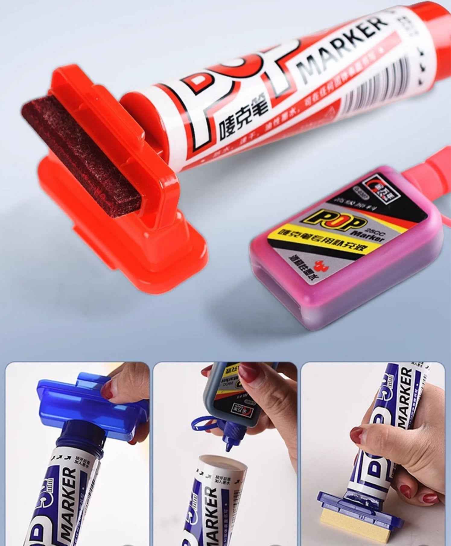 GENVANA 12 Color Pop Markers Oil-Based 6/12/20/30mm Wide Jumbo Tip