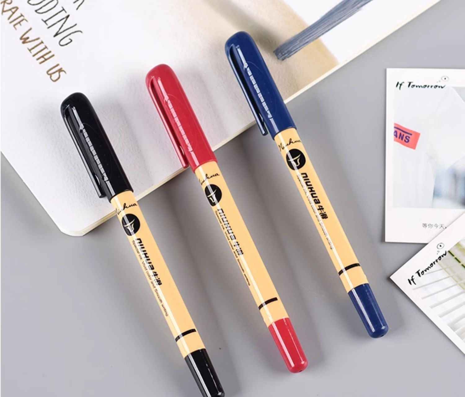 GENVANA Ballpoint Pen,Black/Red/Blue Ink,1.0mm Medium Point 24 Pack