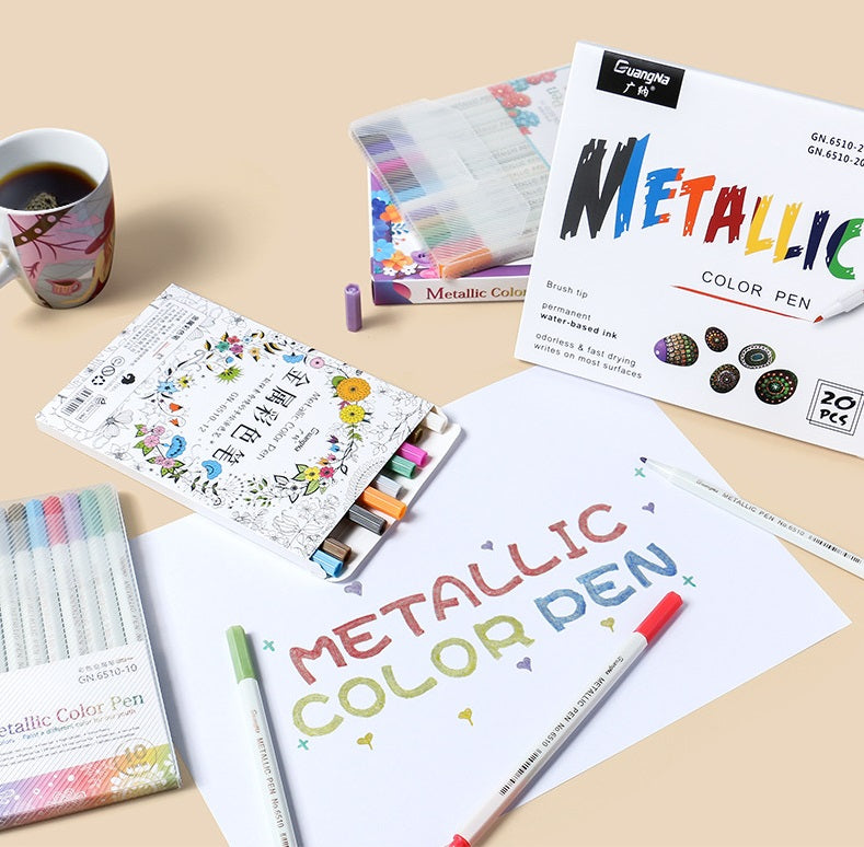 Guangna 6510 Metallic Color Pen 10/12/15/20/30 Fine Point Markers