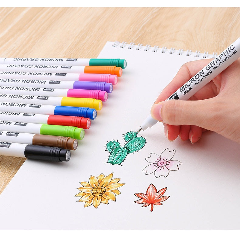 Guangna 12 Colour 0.5 Micron Graphic Needle Pen Set