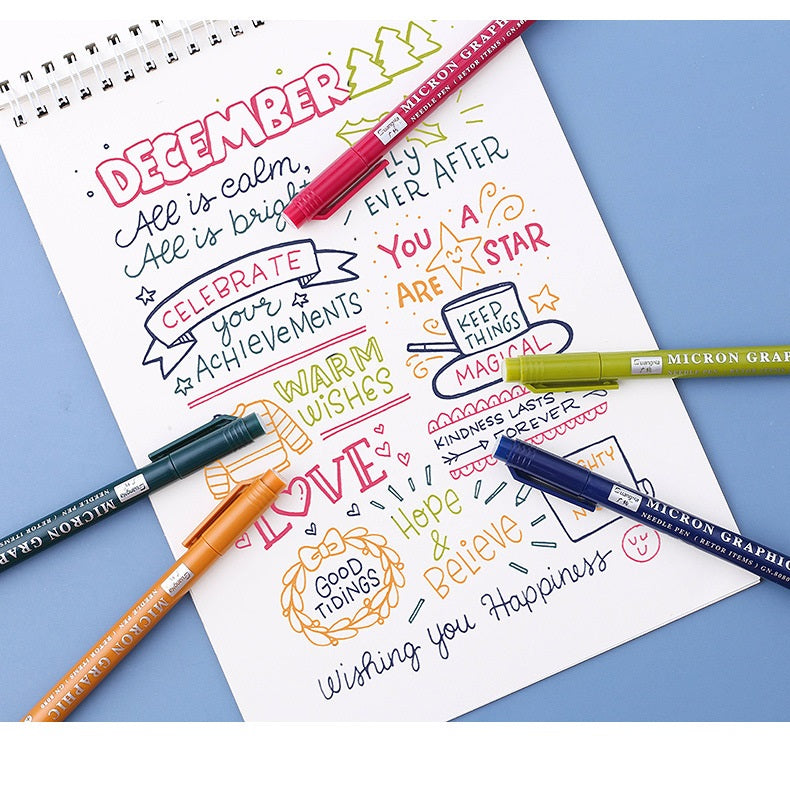 Guangna 12 Retro Color 0.5 Micron Graphic Needle Pen Set