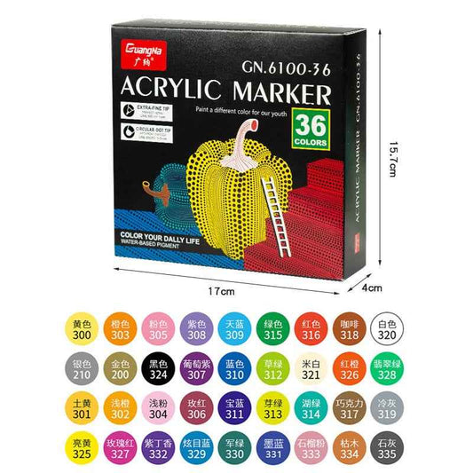 Guangna 36 Colors Acrylic Paint Markers Dual Tip(1-5mm) - TTpen