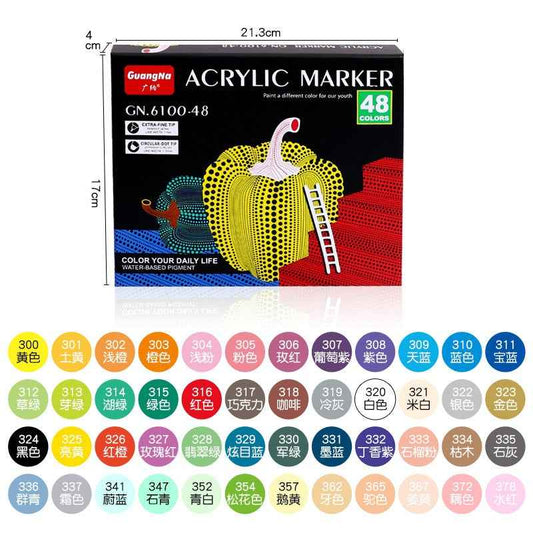Guangna 48 Colors Acrylic Paint Markers Dual Tip(1-5mm) - TTpen