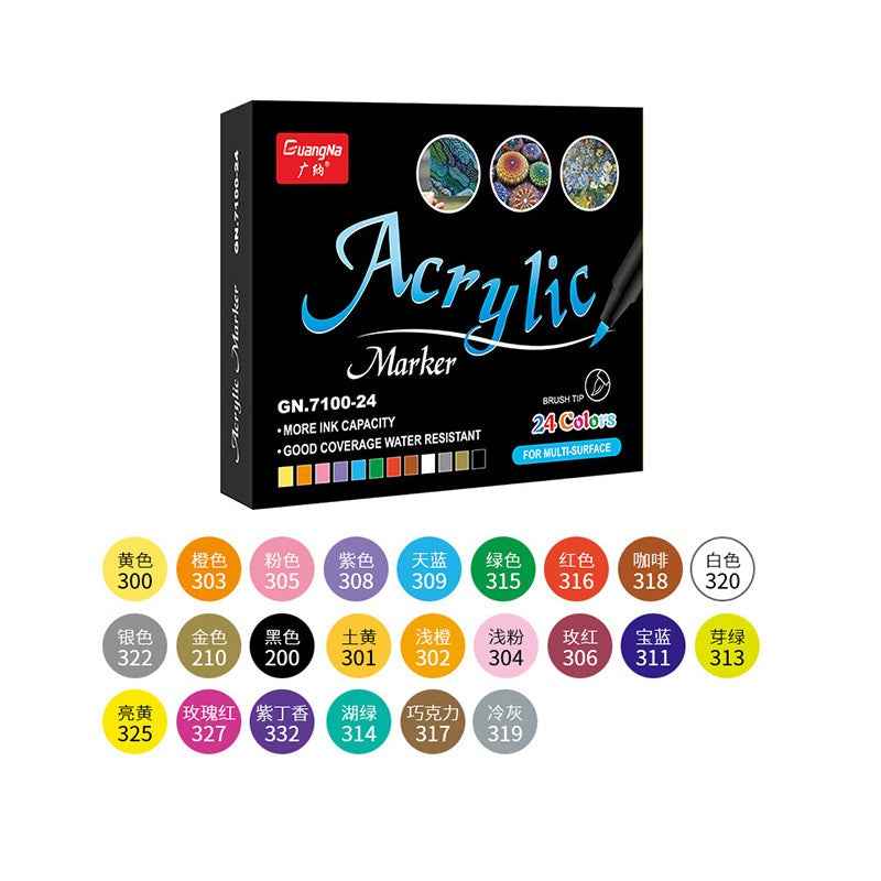 Guangna 24 Colors Brush Tip Acrylic Paint Marker Pens - TTpen