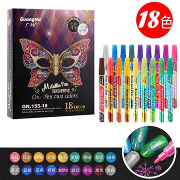 Guangna Neon Gel Pen Glitter Double Color Metallic Marker-18 Colors - TTpen