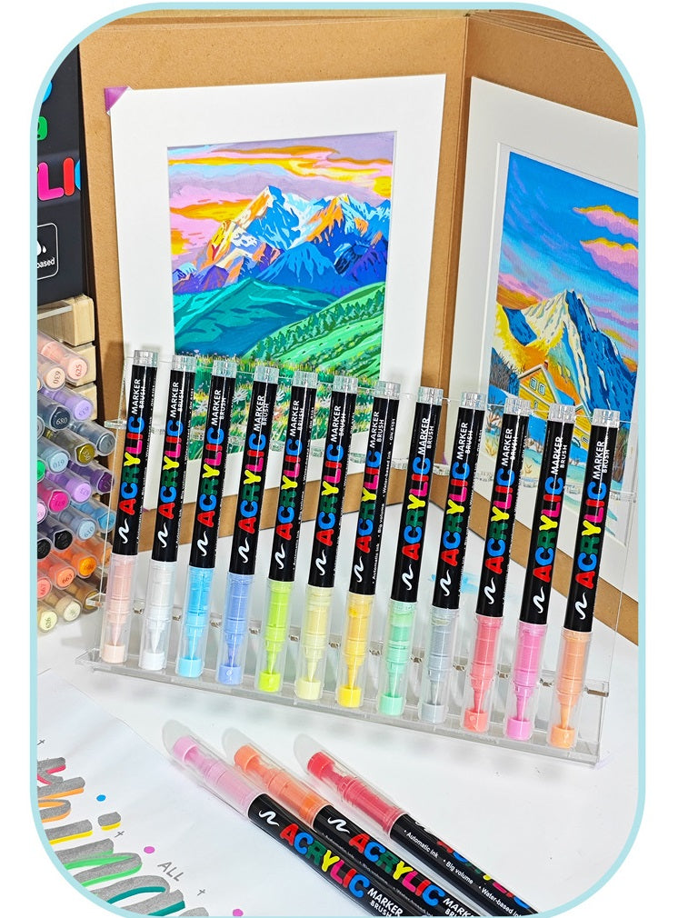 GuangNa GN8101 Soft Brush Acrylic Marker Set 12/24/36 Colors