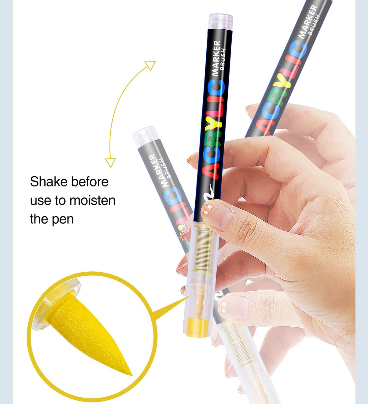 GuangNa GN8101 Soft Brush Acrylic Marker Set 12/24/36 Colors