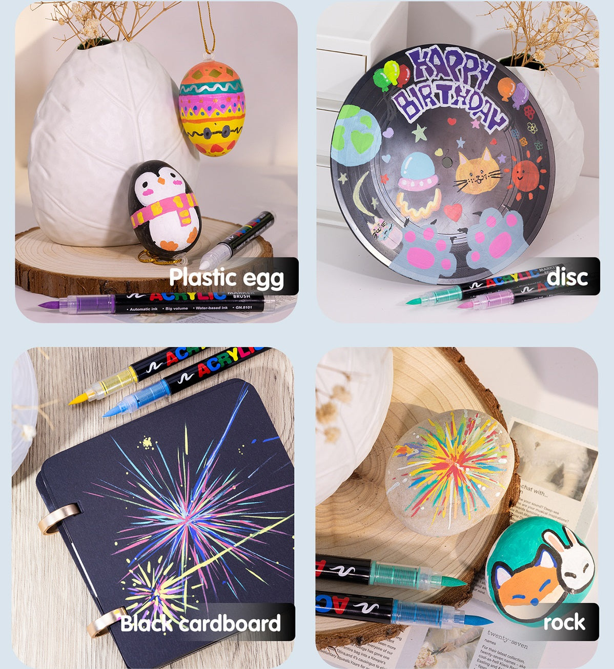 GuangNa GN8101 Soft Brush Acrylic Marker Set 12/24/36 Colors