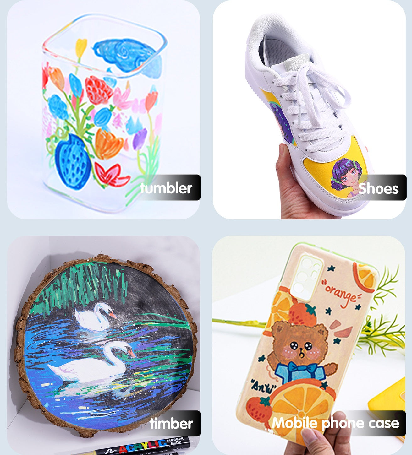 GuangNa GN8101 Soft Brush Acrylic Marker Set 12/24/36 Colors