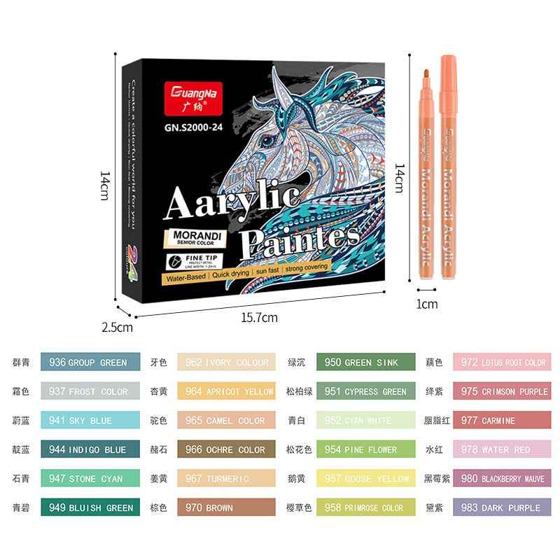 Guangna Morandi Acrylic Paint Pens Fine Tip (1-2mm) 24 Colors - TTpen