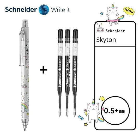 Schneider Awu Cat Click Gel Pen – 0.5mm Black Ink,3 Refills Included