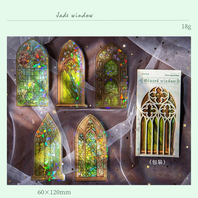 60-Piece PET Sticker Set - Glazed Window Series 60x120mm