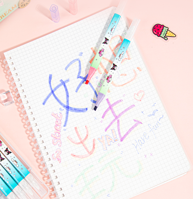 Guangbo Sanrio 12-Color Dual-Tip Erasable Glitter Highlighters