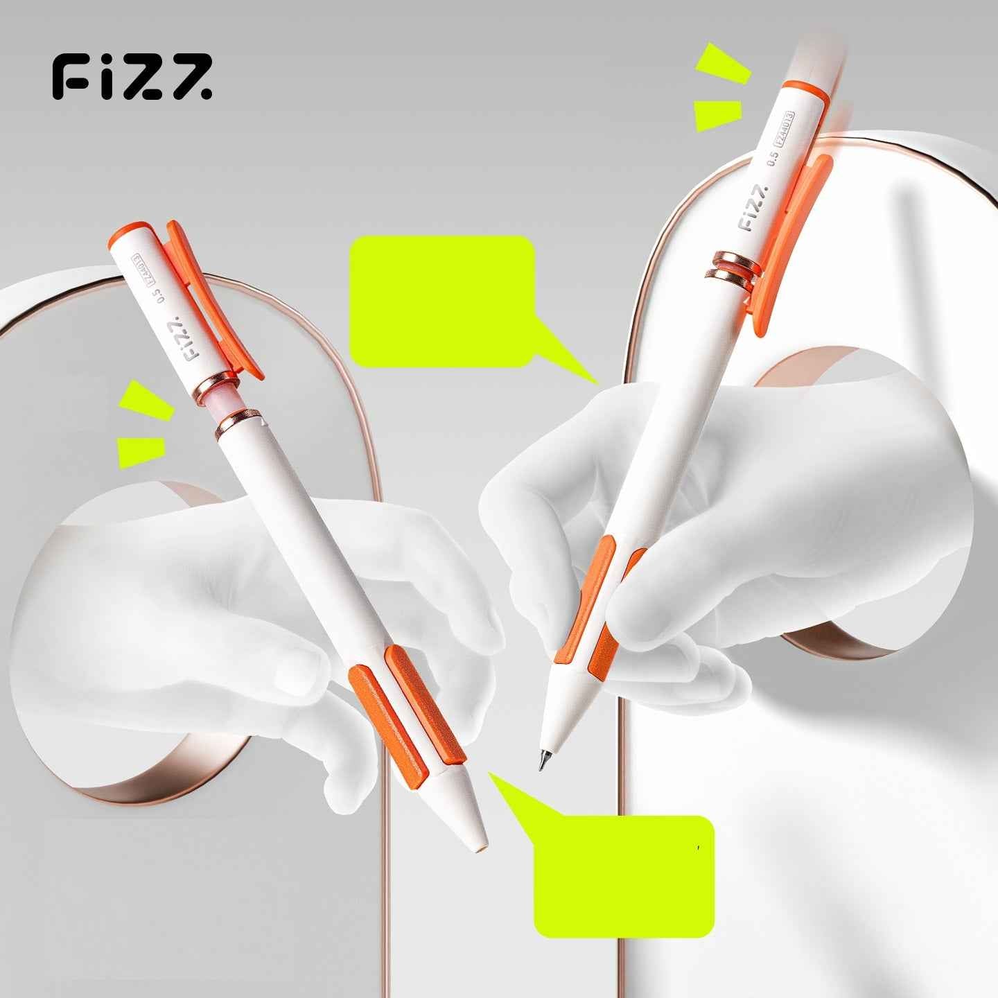 Guangbo Fizz 0.5mm Press Grip Gel Pen – Black Ink Pen with 2 Refills