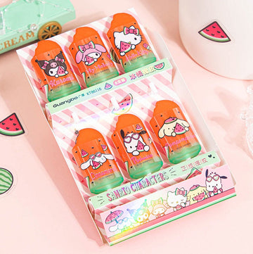 Guangbo 6-Pack Sanrio Watermelon Lollipop Erasers