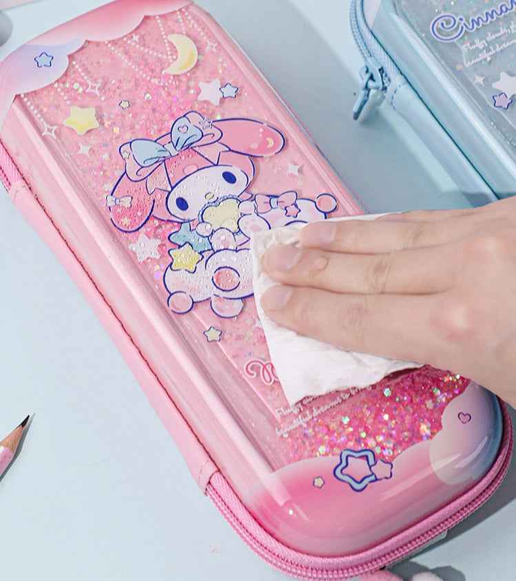 Guangbo Sanrio Glitter Flowing Pencil Case for Girls