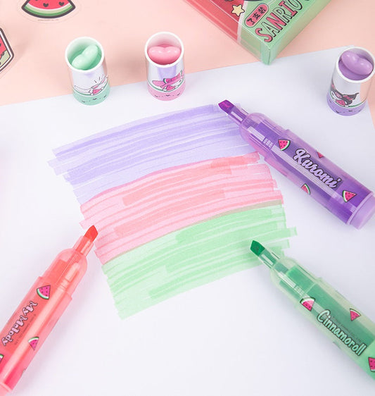 Sanrio Kuromi My Melody&Cinnamoroll Watermelon Heart Highlighter