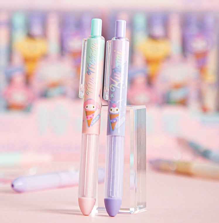Guangbo 6-Pack Sanrio Ice Cream Click Pens – 0.5mm Black Gel Ink