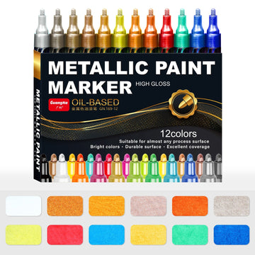Guangna 169 Metallic Paint Marker Pens Oil-Based – 12-Color