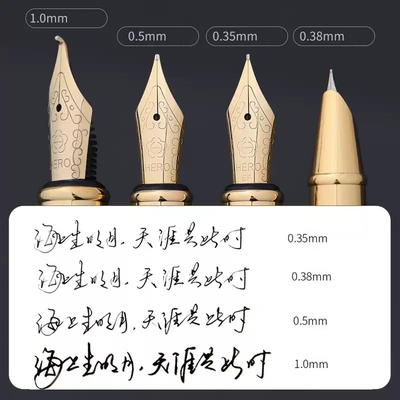 HERO 1511A Fountain Pen Set - Iridium Nib Rotary Ink Converter - TTpen
