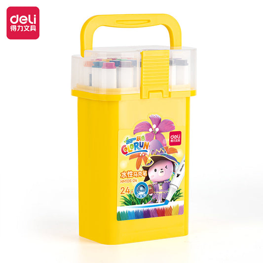 DELI 12/24/36/48/60 Colors Dual Tips Water-Based Art Markers 24 Colors