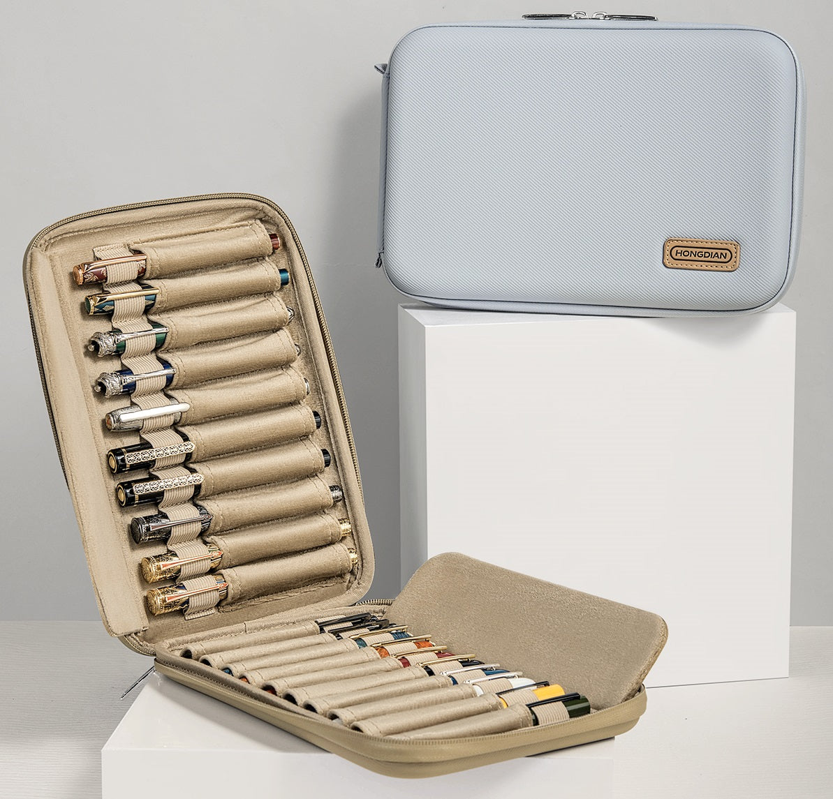 HONGDIAN 20-Slot Fountain Pen Case Waterproof Large Capacity Pouch