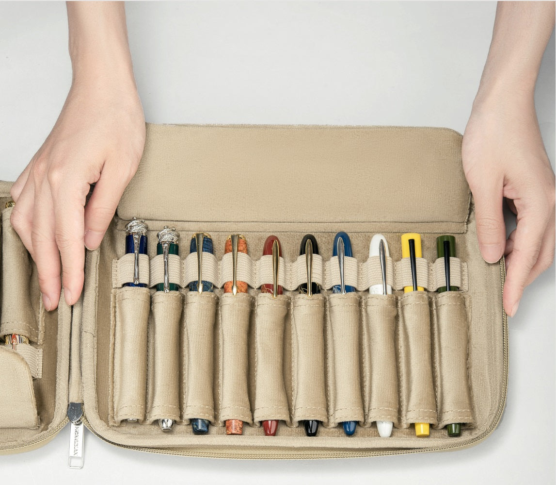 HONGDIAN 20-Slot Fountain Pen Case Waterproof Large Capacity Pouch