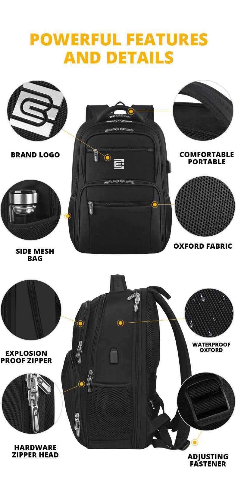 Bruno Cavalli Laptop Backpack for Men,Stylish College Bookbag for 15.6 Inch Laptop - TTpen