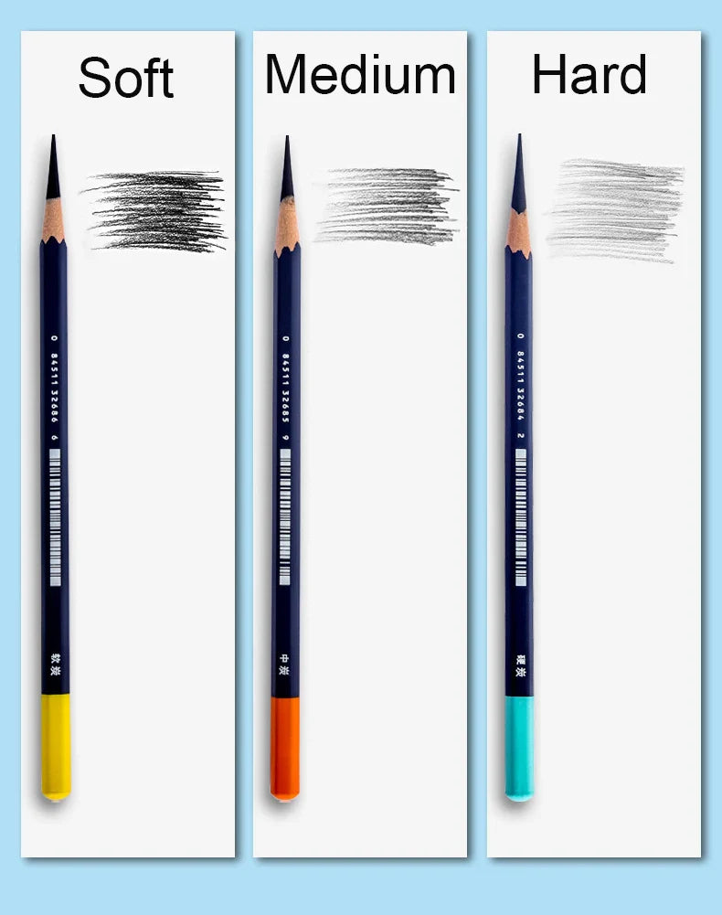 SAKURA Charcoal Pencils Drawing Set -12 Pieces Soft Medium Hard