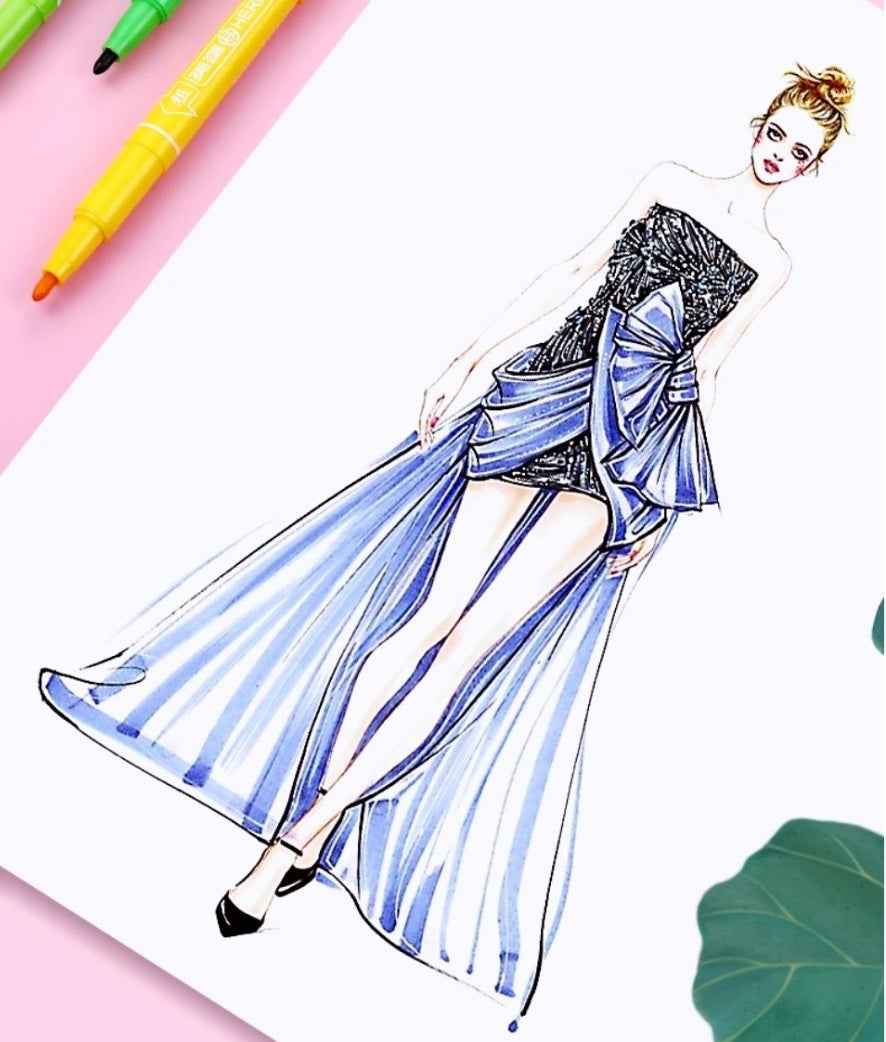 Hero 887 Dual-Tip 24-Color Oil-Based Markers Pens for Art Drawing