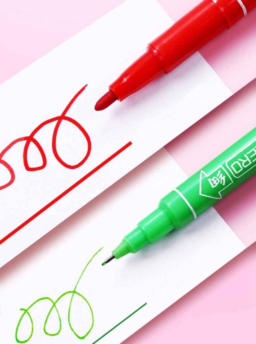 Hero 887 Dual-Tip 24-Color Oil-Based Markers Pens for Art Drawing