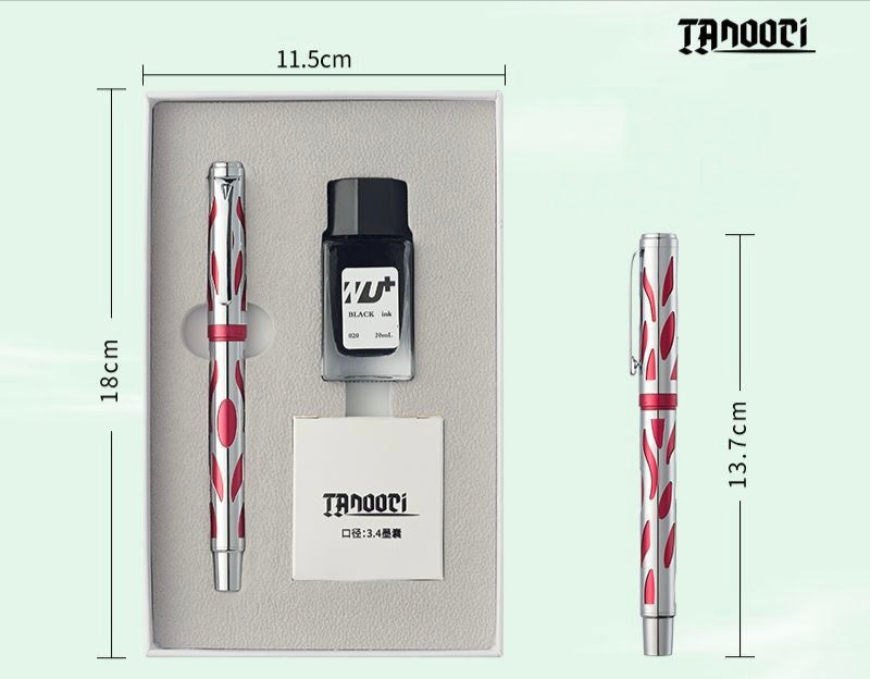 TANOOCI Wind Trace charcoal accent metal fountain pen set