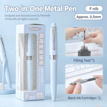 Planwith Polka Dot Metal Fountain Pen Package and Accessories