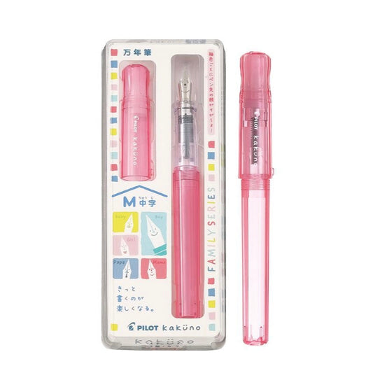 Pilot Kakuno Family Series Fountain Pen - Transparent Pink (Mama) M Nib