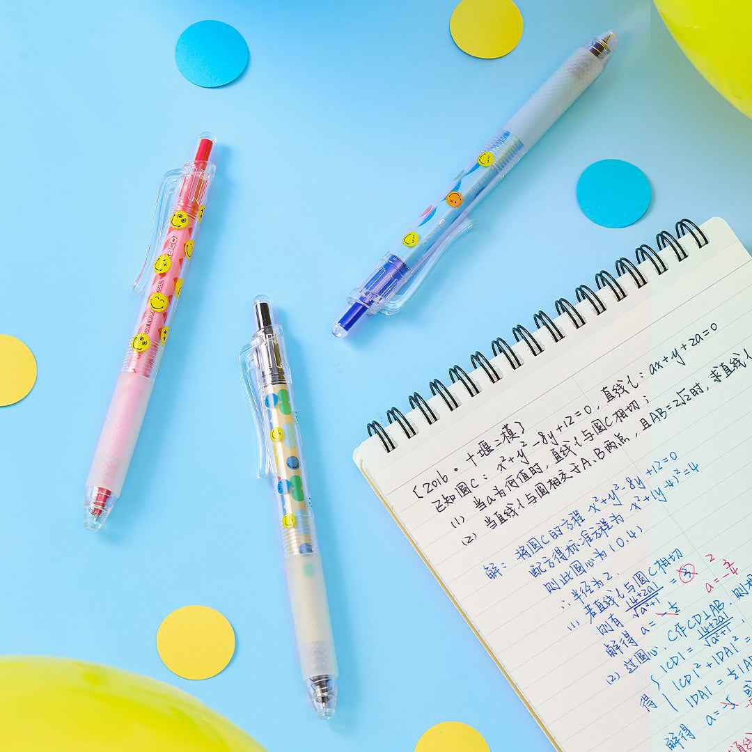 KACO Jumbo Smiley World Gel Pen 0.5mm Black Ink 3 Pack